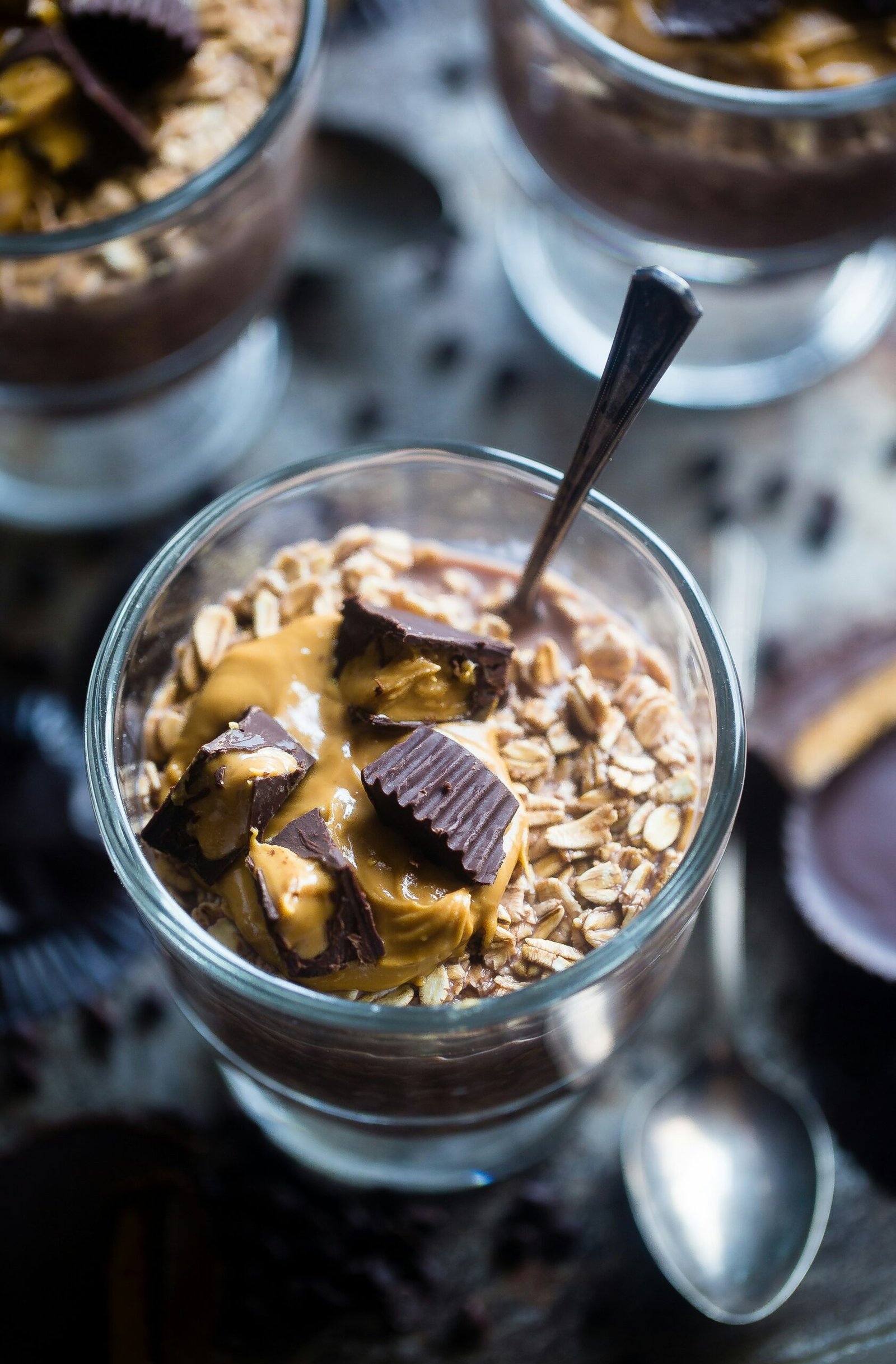 ice cream on glass in shallow focus